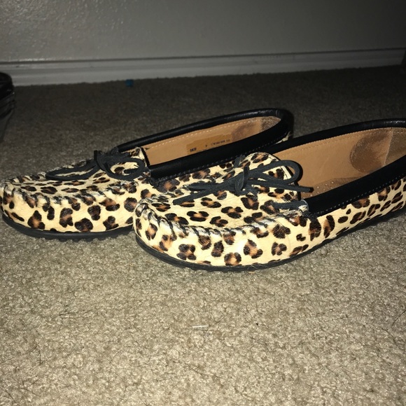Minnetonka Shoes - Cheetah moccasins with hard sole